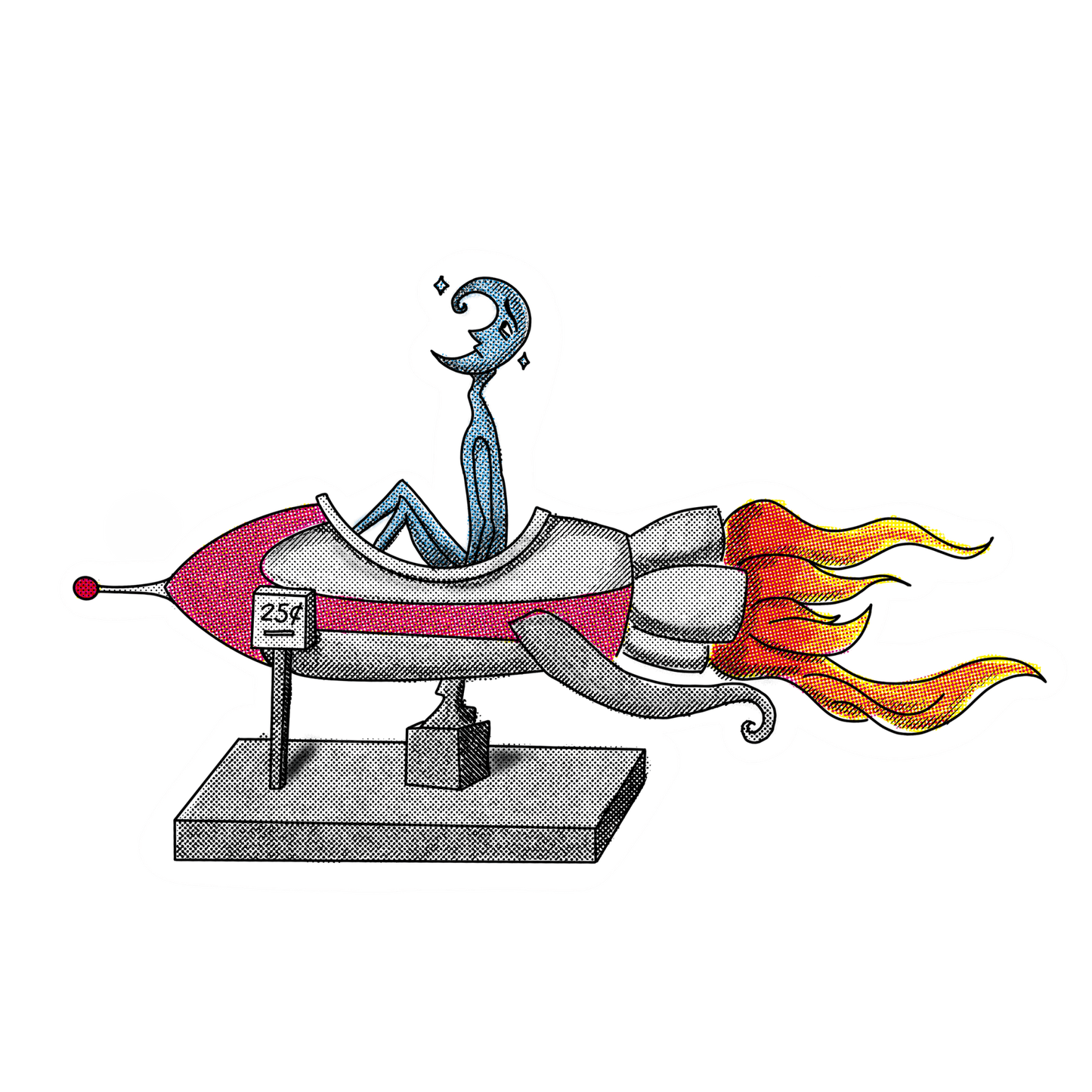 Asteroid's Rocketship Sticker - Twelve05 Studios Shop
