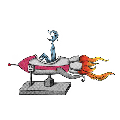 Asteroid's Rocketship Sticker - Twelve05 Studios Shop